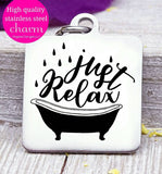 Just Relax, just relax charm, relaxation, R&R charm, Steel charm 20mm very high quality..Perfect for DIY projects
