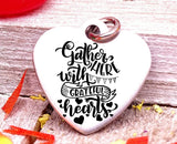 Gather with Grateful Hearts, grateful heart, grateful charm, Autumn , fall, Steel charm 20mm very high quality..Perfect for DIY projects