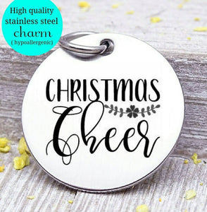 Christmas cheer, holiday cheer, holiday charm, christmas, christmas charm, Steel charm 20mm very high quality..Perfect for DIY projects