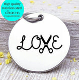 Love, hair dresser, love charm, i love you, love charms, Steel charm 20mm very high quality..Perfect for DIY projects