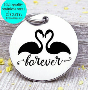 Forever love, swans charm, heart, couples charm, swans, forever charms, Steel charm 20mm very high quality..Perfect for DIY projects