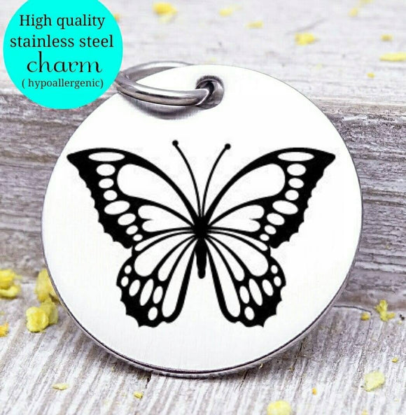 Butterfly, butterfly charm, beautiful butterfly, Steel charm 20mm very high quality..Perfect for DIY projects
