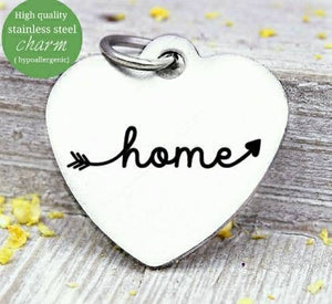 Home, welcome home charm, home, home charm, Steel charm 20mm very high quality..Perfect for DIY projects