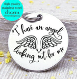 I have an angel watching over me, angel, memorial, angel charm, flower, Steel charm 20mm very high quality..Perfect for DIY projects
