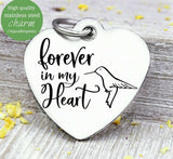 Forever in my heart, my in heart, heaven, memorial, angel charm, flower, Steel charm 20mm very high quality..Perfect for DIY projects