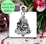 Merry Christmas, happy holidays, bell, christmas, christmas charm, Steel charm 20mm very high quality..Perfect for DIY projects