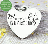 Mom life, mom charm, mother, coffee, mama, mommy, mom charms, Steel charm 20mm very high quality..Perfect for DIY projects