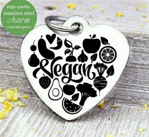 Vegan, Vegan charm, vegetarian charm, steel charm 20mm very high quality..Perfect for jewery making and other DIY projects
