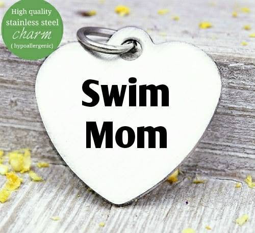 Swim mom, swimming , swim charm, sports, steel charm 20mm very high quality..Perfect for jewery making and other DIY projects