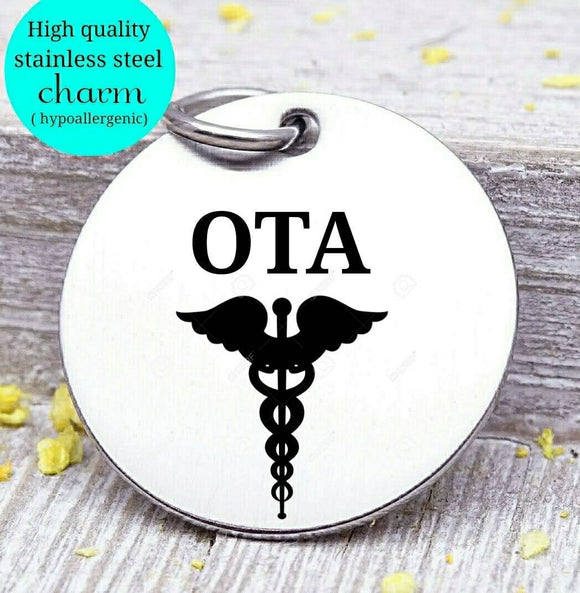 OTA, OTA charm, occupational therapy, occupational therapist, therapy charm, Steel charm 20mm very high quality..Perfect for DIY projects