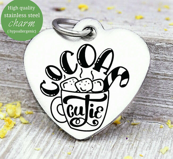 Cocoa Cutie, cocoa cutie charm, hot cocoa, christmas, christmas charm, Steel charm 20mm very high quality..Perfect for DIY projects