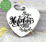 Holiday Cheer, cheer, holiday charm, christmas, christmas charm, Steel charm 20mm very high quality..Perfect for DIY projects