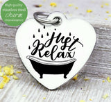 Just Relax, just relax charm, relaxation, R&R charm, Steel charm 20mm very high quality..Perfect for DIY projects