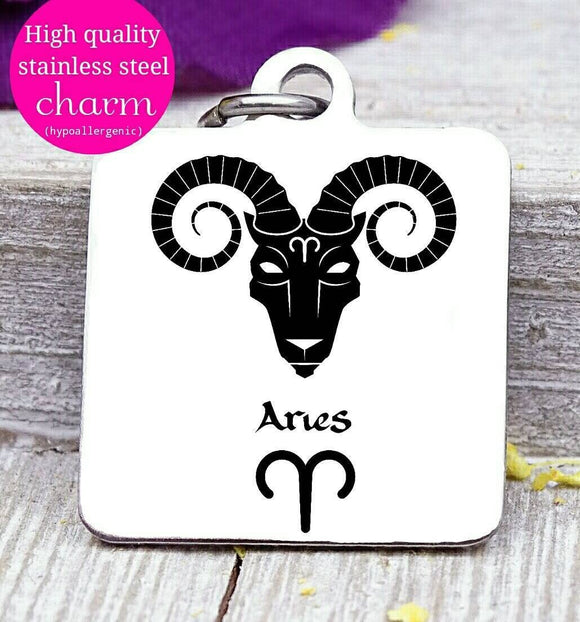 Aries, aries charm, zodiac charm, steel charm 20mm very high quality..Perfect for jewery making and other DIY projects