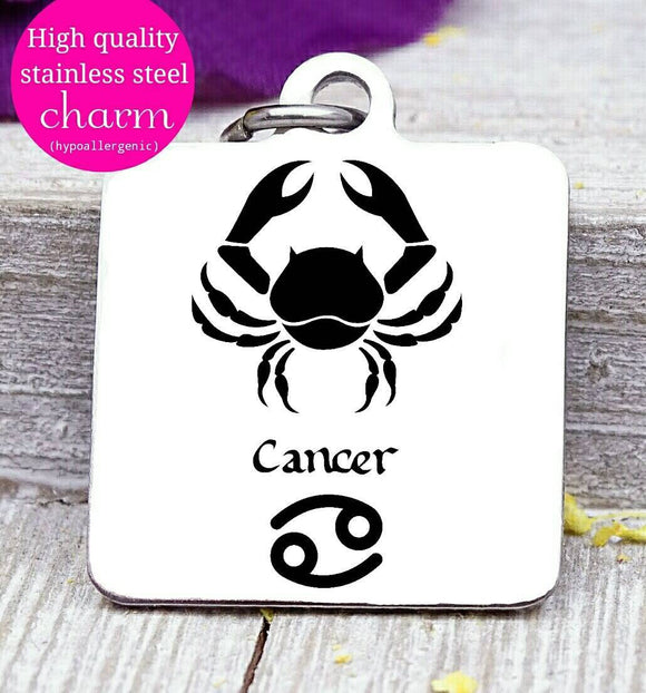 Cancer, Cancer charm, zodiac charm, steel charm 20mm very high quality..Perfect for jewery making and other DIY projects