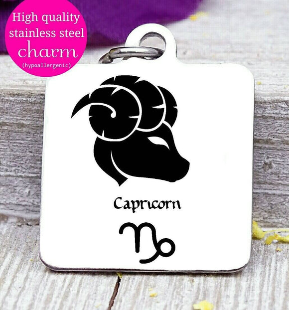 Capricorn, Capricorn charm, zodiac charm, steel charm 20mm very high quality..Perfect for jewery making and other DIY projects