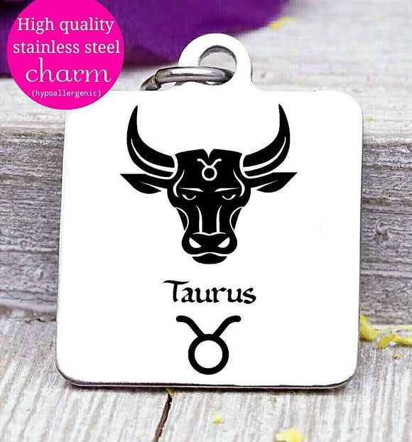 Taurus, Taurus charm, zodiac charm, steel charm 20mm very high quality..Perfect for jewery making and other DIY projects