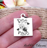 Bee Mine, be mine, Valentines, bee charm. Steel charm 20mm very high quality..Perfect for DIY projects