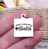 Beach, make a wish on a starfish, starfish, beach charm, Steel charm 20mm very high quality..Perfect for DIY projects