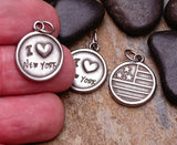 2 pc I love New York charm, new york charms. stainless steel charm ,very high quality.Perfect for jewery making and other DIY projects