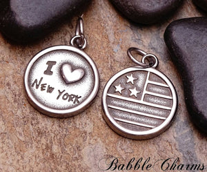2 pc I love New York charm, new york charms. stainless steel charm ,very high quality.Perfect for jewery making and other DIY projects
