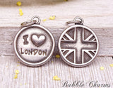 2 pc I love London charm, London charms. stainless steel charm ,very high quality.Perfect for jewery making and other DIY projects