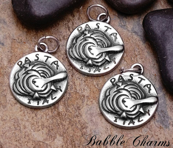 2 pc Italian pasta charm, Italy charms. stainless steel charm ,very high quality.Perfect for jewery making and other DIY projects