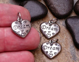 2 pc Dream charm, heart charms. stainless steel charm ,very high quality.Perfect for jewery making and other DIY projects