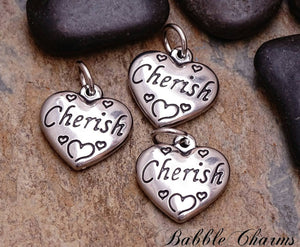2 pc Cherish charm, heart charms. stainless steel charm ,very high quality.Perfect for jewery making and other DIY projects