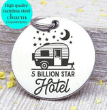 5 billion stars motel, camping, camper charms, Steel charm 20mm very high quality..Perfect for DIY projects