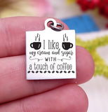I like my cream and sugar with a touch of coffee, coffee, coffee charm, Steel charm 20mm very high quality..Perfect for DIY projects