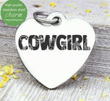 Cowgirl, cowgirl charm, horse, horseshoe charm. Steel charm 20mm very high quality..Perfect for DIY projects