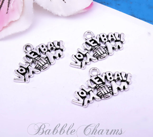 12 pc Volleyball mom , volleyball mom charm, sports charm, Charms, wholesale charm, alloy charm