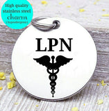 LPN charm, LPN, Nurse charm, profession charm, steel charm 20mm very high quality..Perfect for jewery making and other DIY projects