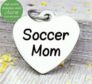 Soccer mom, Soccer , Soccer charm, mom charm, sports, steel charm 20mm very high quality..Perfect for jewery making and other DIY projects