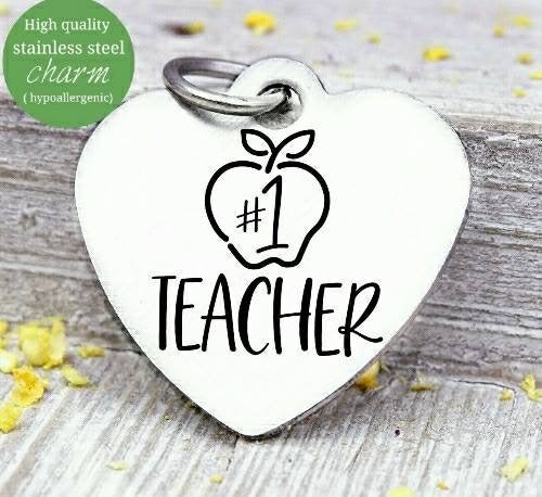 Teacher, Teacher charm, Teaching charm, stainless steel charm