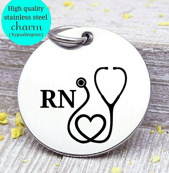 RN, nurse  charm, nurse, nursing, nurse charm, Steel charm 20mm very high quality..Perfect for DIY projects