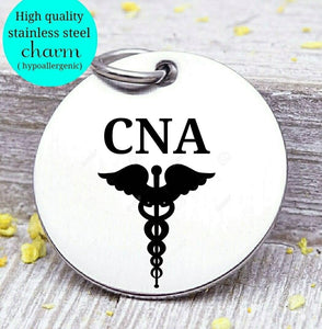 CNA, CNA charm, nursing aide, nursing assistant, nursing, nurse charm, Steel charm 20mm very high quality..Perfect for DIY projects