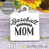 Baseball mom, sports mama, I love baseball, mama charm, Steel charm 20mm very high quality..Perfect for DIY projects