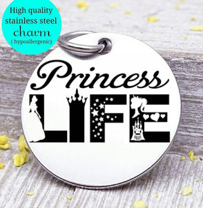 Princess, princess life charm, little princess charm, Steel charm 20mm very high quality..Perfect for DIY projects