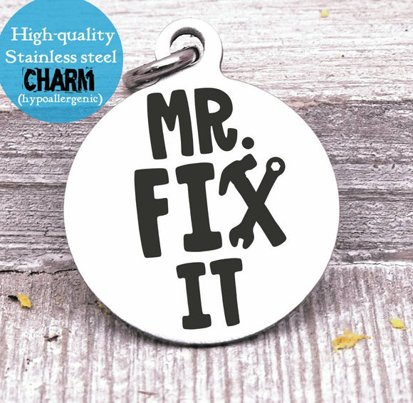 Dad charm, Mr fix it, dad, dad charm, Father's day, Steel charm 20mm very high quality..Perfect for DIY projects