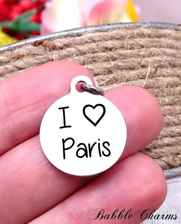 I love Paris, Paris charm,  state charm, Steel charm 20mm very high quality..Perfect for DIY projects