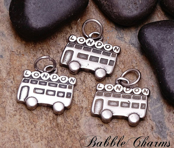 2 pc London charm, bus charms. stainless steel charm ,very high quality.Perfect for jewery making and other DIY projects