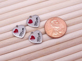 Mom charm, mom, love my mom charm, steel charm, 14mm very high quality..Perfect for jewery making and other DIY projects