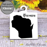 Wisconsin charm, Wisconsin, state, state charm, high quality..Perfect for DIY projects