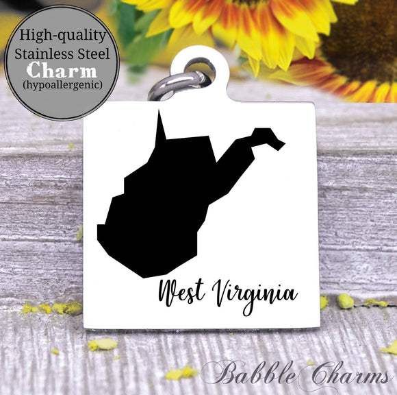 West Virginia charm, West Virginia, state, state charm, high quality..Perfect for DIY projects