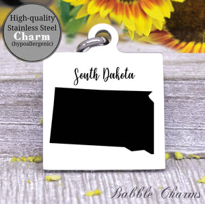South Dakota charm, South Dakota, state, state charm, high quality..Perfect for DIY projects