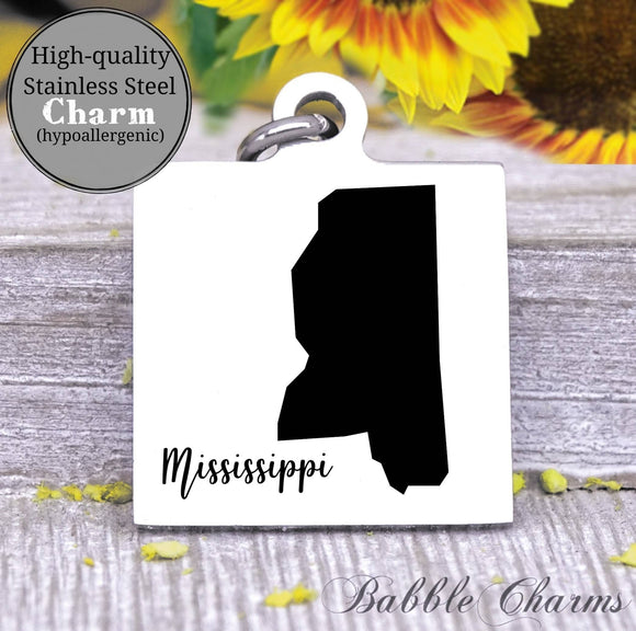 Mississippi charm, Mississippi, state, state charm, high quality..Perfect for DIY projects