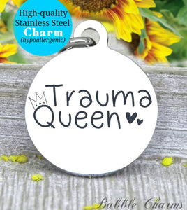 Trauma queen, nurse charm, nurse, nurse charms, Steel charm 20mm very high quality..Perfect for DIY projects