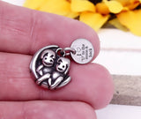 I love U to the moon and back, stainless steel charm, best buds charm, friends charm, bff charm, Charms, wholesale charm, alloy charm